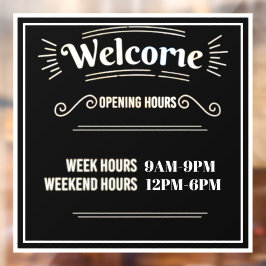 Fensteraufkleber für die Öffnungszeiten anpassbare