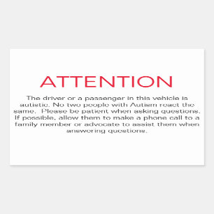 Fensteraufkleber zur Beratung der Autismus-Polizei Rechteckiger Aufkleber