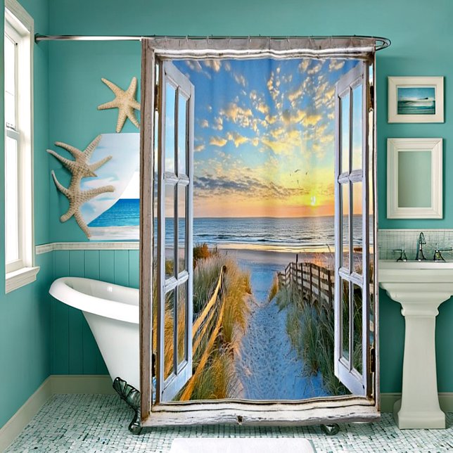 Fensterblick auf den Strand Duschvorhang (Von Creator hochgeladen)