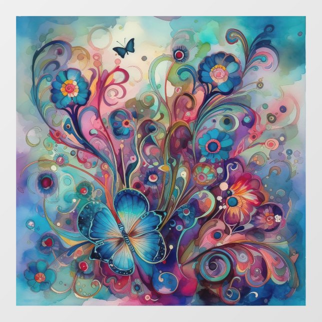 Fensterheber für psychedelische Schmetterlinge Fensteraufkleber (Blatt)