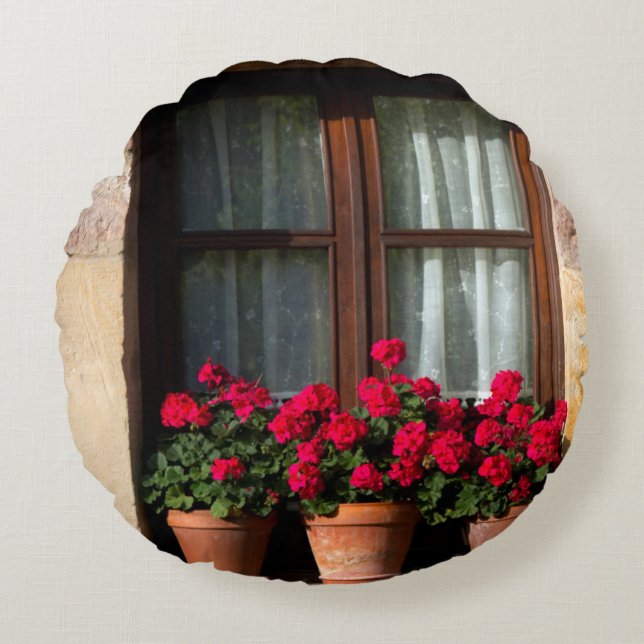 Fensterheber in Blume Rundes Kissen (Vorderseite)