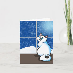 Fensterkarte mit weißer Katze Karte