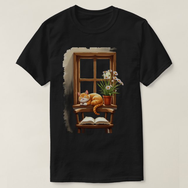 Fensterkatze T-Shirt (Design vorne)