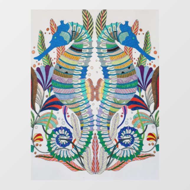 Fensterklammer für majestätische Seepferde Fensteraufkleber (Blatt)