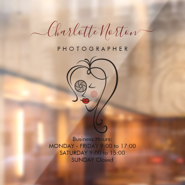 Fensterklammer für weibliche Fotografen Fensteraufkleber (Blatt 2)