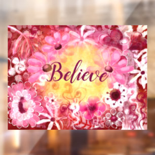 Fensterklammer glauben Whimsical Floral Pink Rot Fensteraufkleber