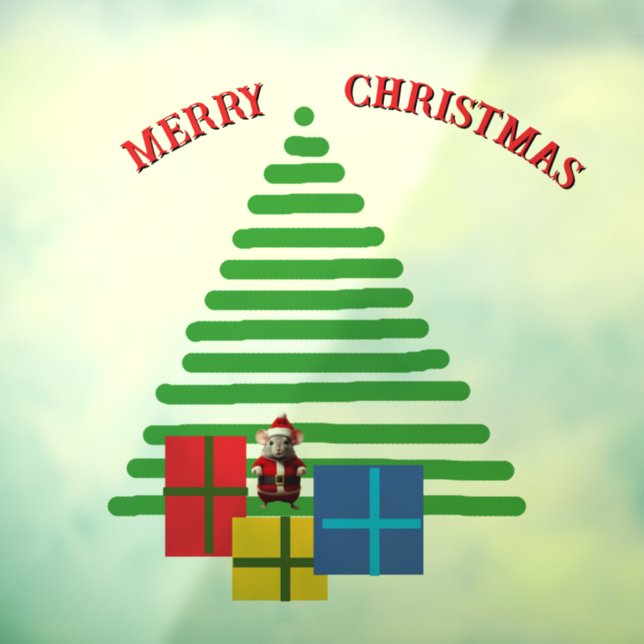 Fensterklammer - Santa Maus unter Weihnachtsbaum Fensteraufkleber (Blatt 3)