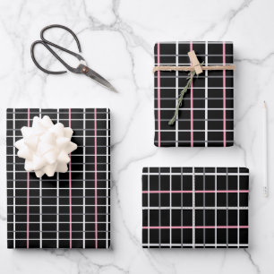 Fensterpaneel-Druck in Schwarzweiß mit Rosa Geschenkpapier Set
