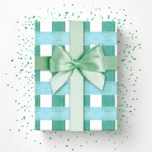 Fensterpaneel-Web-Gingham in Grün und Aqua Geschenkpapier