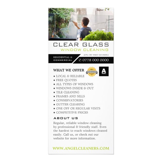 Fensterreiniger, Liste der Reinigungspreise Werbekarte (Vorne)