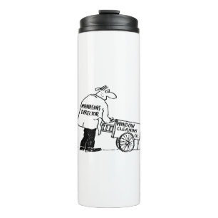 Fensterreiniger mit Fensterreinigungs karren Thermosbecher