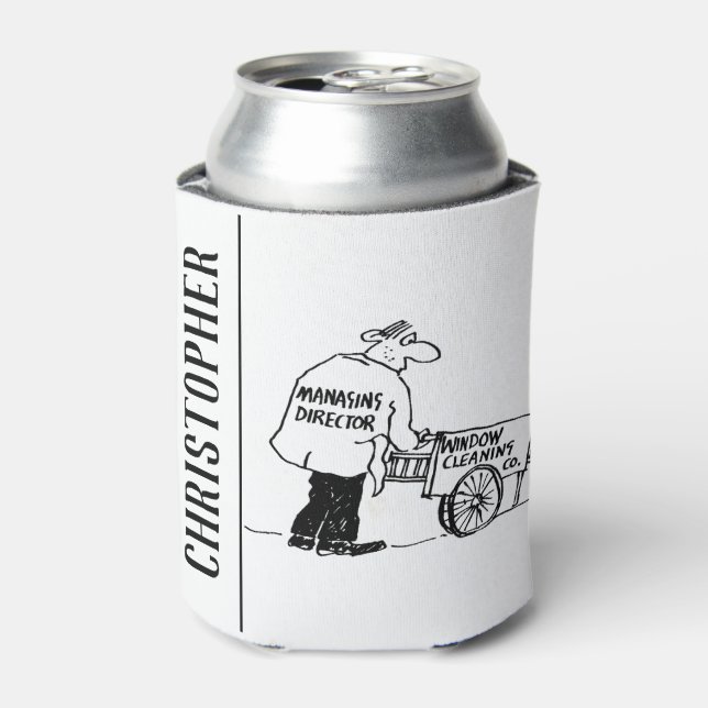 Fensterreiniger mit Fensterreinigungskarte Dosenkühler (Kanne Vorderseite)