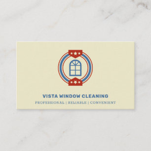 Fensterreinigungs Vintage Blau & Rot Geschäftskart Visitenkarte
