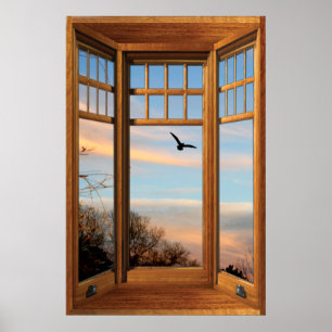 Fenstertäuschung in der Holzbucht - Land mit flieg Poster