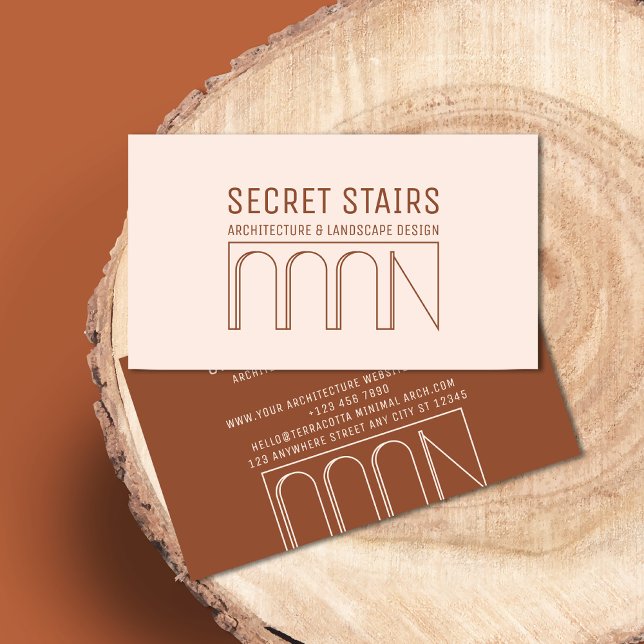 Fenstertür Terracotta Blush Minimal Architektur Visitenkarte (Von Creator hochgeladen)