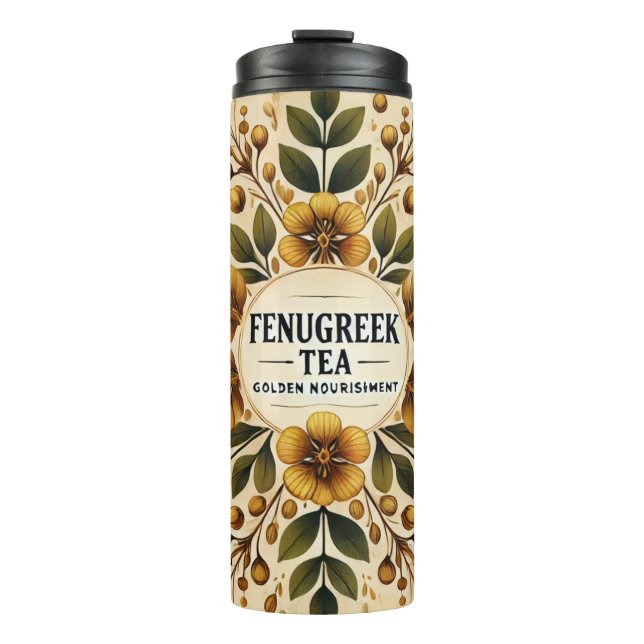 Fenugreek Teedesign AI Art Thermosbecher (Vorderseite)