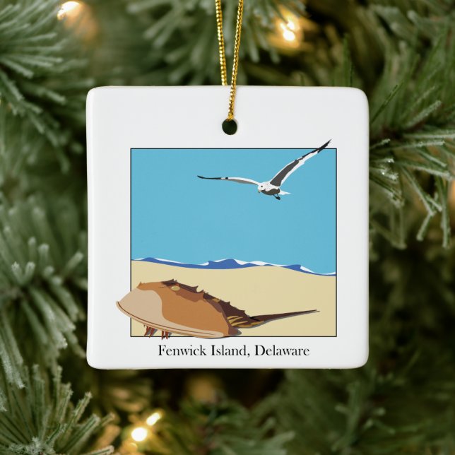 Fenwick Island, DE Horseshoe Crab Sea Gull Beach Keramikornament (Baum)