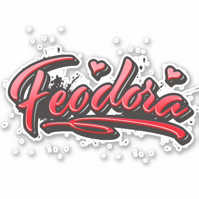 Feodora red Heart Graffiti Aufkleber Sticker (Vorderseite)