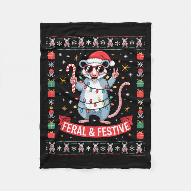 Feral And Festive Ossum Christmas Sweater  Fleecedecke (Vorderseite)