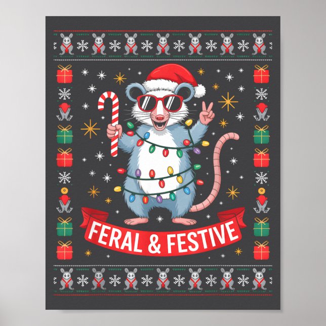 Feral And Festive Ossum Christmas Sweater  Poster (Vorne)