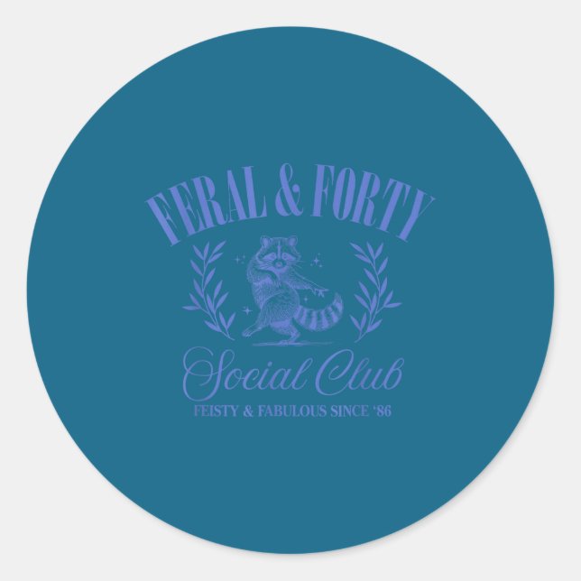 Feral And Forty Social Club Since 1986, 40 Years O Runder Aufkleber (Vorderseite)