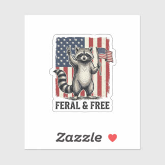 Feral and Free Patriotic Raccoon Vintage Shirt Des Aufkleber