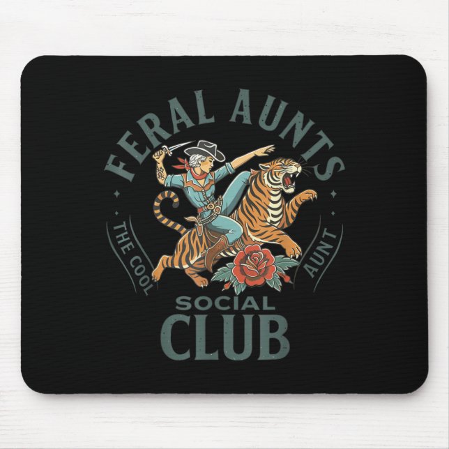 Feral Aunts Social Club Western Cowgirl Riding Tig Mousepad (Vorne)