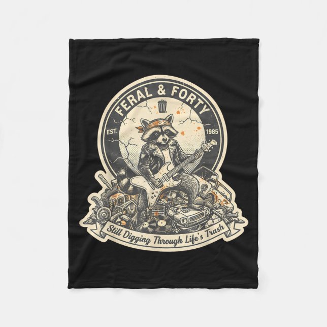 Feral Forty Raccoon Funny 40th Birthday Outfits Wo Fleecedecke (Vorderseite)