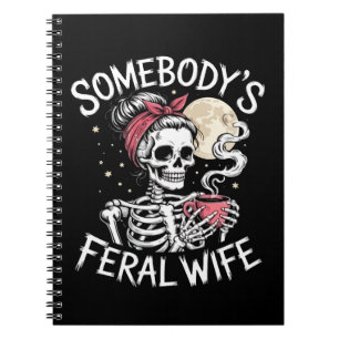 Feral Funny Coffee Liebhaber trinken Skull Joke Notizblock