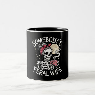 Feral Funny Coffee Liebhaber trinken Skull Joke Zweifarbige Tasse