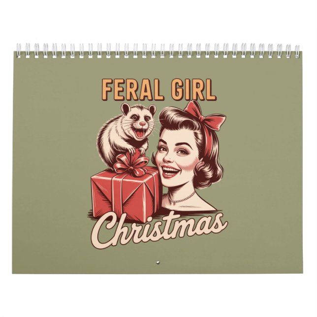 Feral Girl Christmas Opossum Xmas Trashy Retro Kalender (Titelbild)