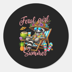 Feral Girl Sommer Funny Meme Ferrovia Sommer Runder Aufkleber