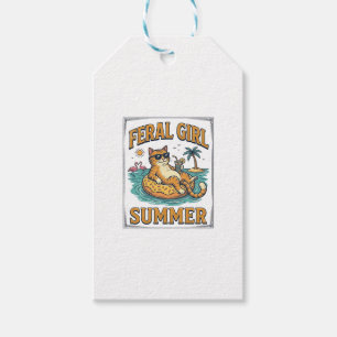 Feral Girl Sommer Katze Schwimmt Vintage-Shirt Des Geschenkanhänger