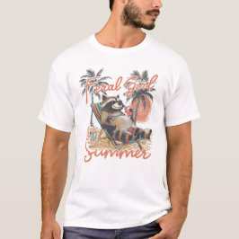 Feral Girl Sommer Niedlicher Raccoon T-Shirt