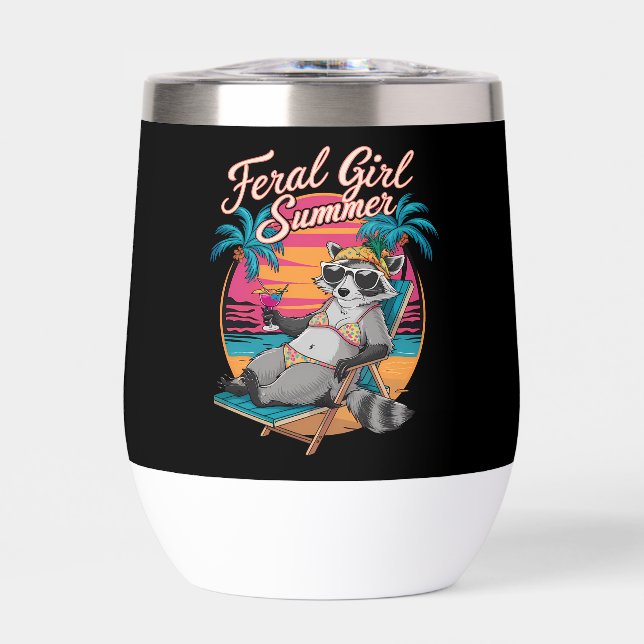Feral Girl Summer Beach Funny Raccoon (Vorderseite)