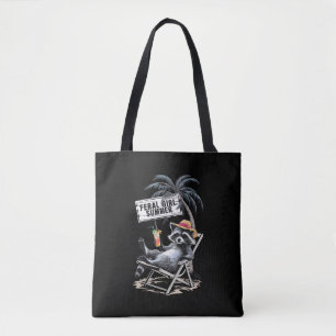 Feral Girl Summer Beach Funny Raccoon