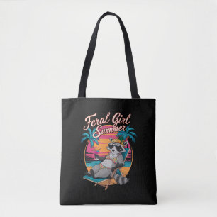 Feral Girl Summer Beach Funny Raccoon