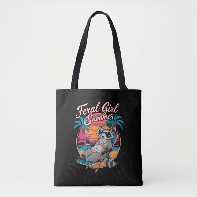 Feral Girl Summer Beach Funny Raccoon (Vorderseite)