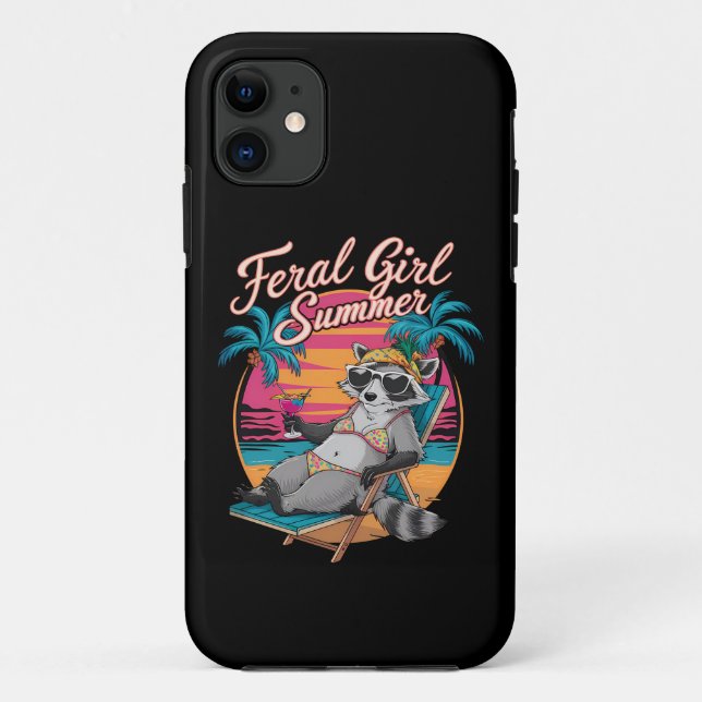 Feral Girl Summer Beach Funny Raccoon Case-Mate iPhone Hülle (Rückseite)
