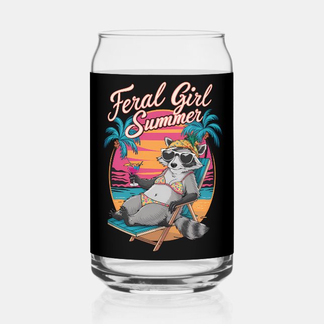 Feral Girl Summer Beach Funny Raccoon Dosenglas (Rückseite)