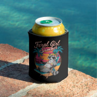 Feral Girl Summer Beach Funny Raccoon