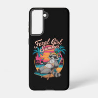 Feral Girl Summer Beach Funny Raccoon