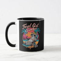 Feral Girl Summer Beach Funny Raccoon