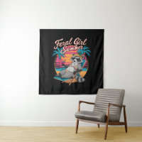 Feral Girl Summer Beach Funny Raccoon