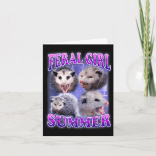 Feral Girl Summer Opossum Funny Meme Karte