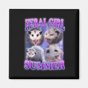 Feral Girl Summer Opossum Funny Meme Magnet