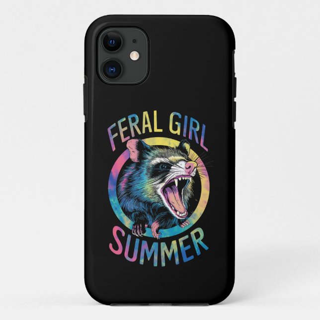 Feral Girl Summer Opossum Gefärbte Krawatte Raccoo Case-Mate iPhone Hülle (Rückseite)