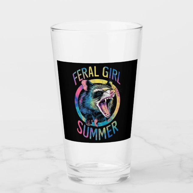 Feral Girl Summer Opossum Gefärbte Krawatte Raccoo Glas (Vorderseite)