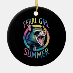 Feral Girl Summer Opossum Gefärbte Krawatte Raccoo Keramik Ornament