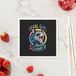 Feral Girl Summer Opossum Gefärbte Krawatte Raccoo Serviette